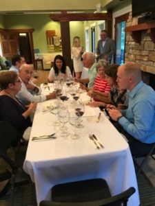 Having dinner in the clubhouse