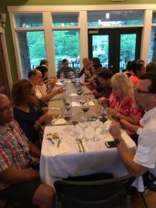 Having dinner in the clubhouse