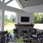 Outdoor covered fireplace